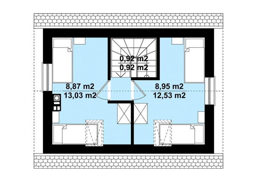 Poddasze projektu G320 - Budynek rekreacji indywidualnej