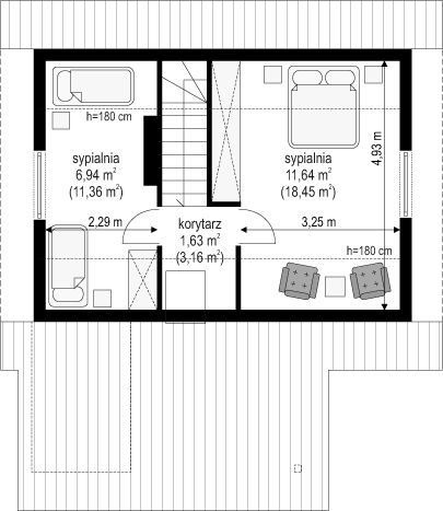 Poddasze projektu Francik z tarasem