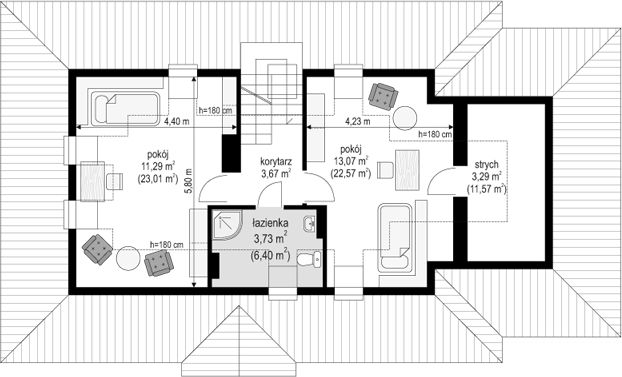 Poddasze projektu Gargamel z garażem