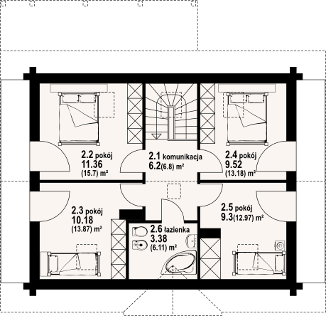Poddasze projektu Brzeg średni 15 dw
