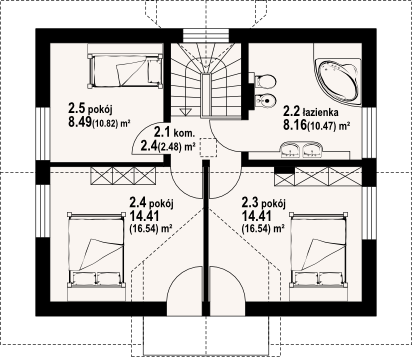 Poddasze projektu Jaworzynka nowa mg