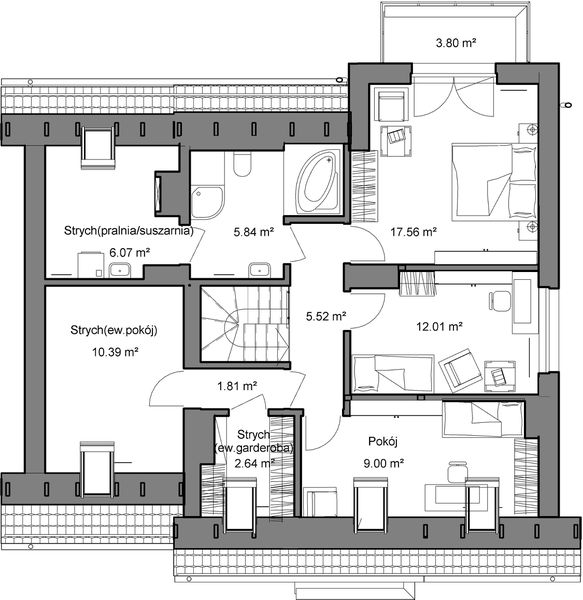 Poddasze projektu Domidea 52 w3