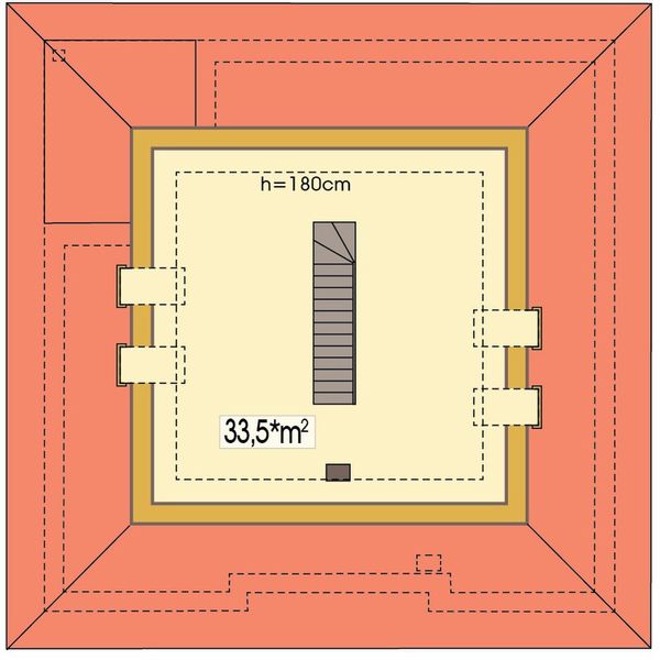 Poddasze projektu Bella wersja A bez garażu paliwo stałe