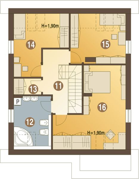 Poddasze projektu Miła II z garażem 1-st. [A]
