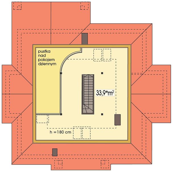 Poddasze projektu Arabella wersja D z antresolą paliwo stałe