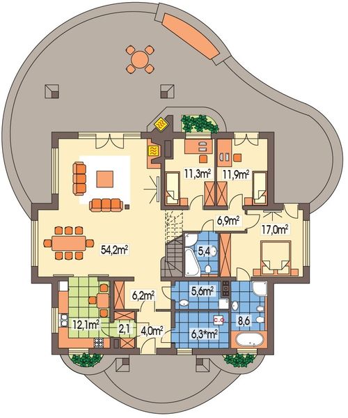 Parter projektu Arabella 2 wersja D z antresolą paliwo stałe