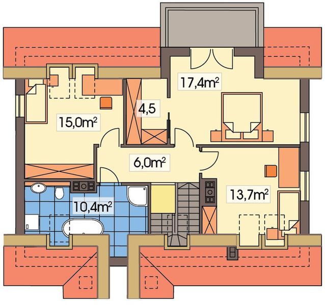 Poddasze projektu Słoneczko 2 wersja A bez garażu paliwo stałe