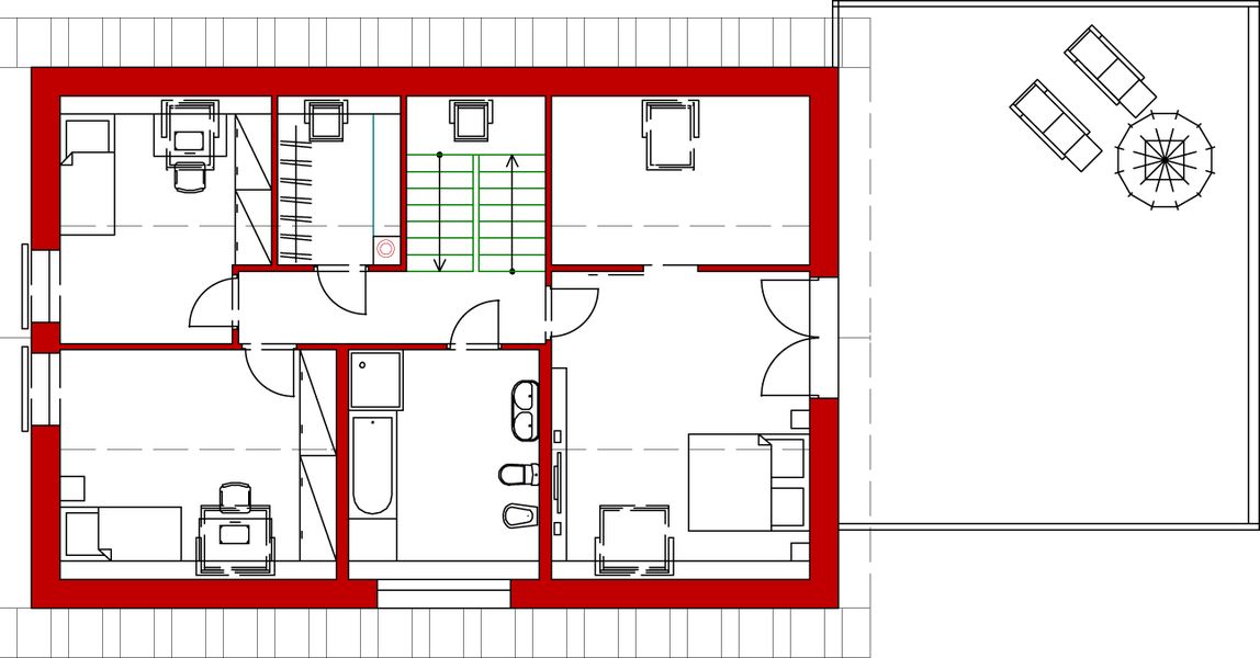 Poddasze projektu Domek w Słotwinie (044 ET+Gt)