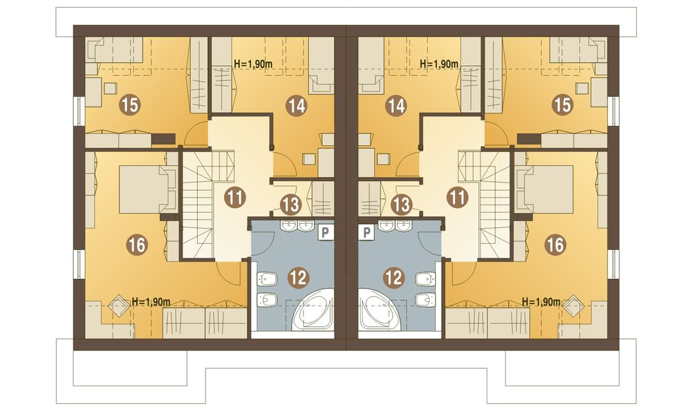 Poddasze projektu Miła II z garażem 1-st. bliźniak [A-BL2]