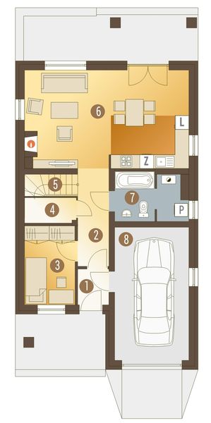 Parter projektu Norbert z garażem 1-st. [A]