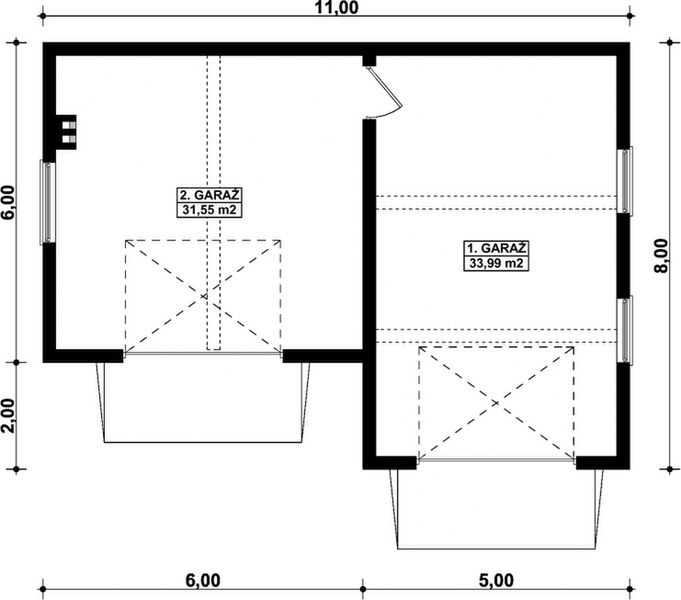 Parter projektu G312 - Budynek garażowy