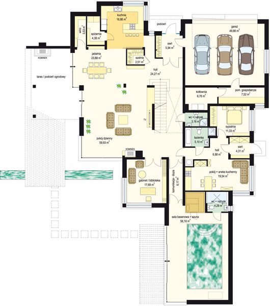 Parter projektu Willa z basenem