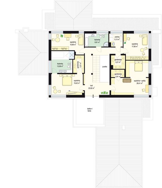 Piętro 1 projektu Willa z basenem