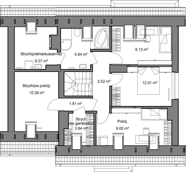 Poddasze projektu Domidea 52 w5