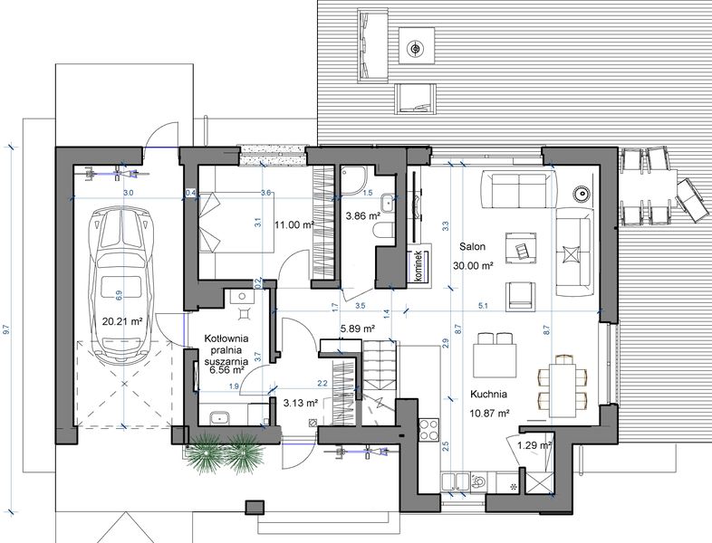 Parter projektu Domidea 60 G - 6 pokojowy