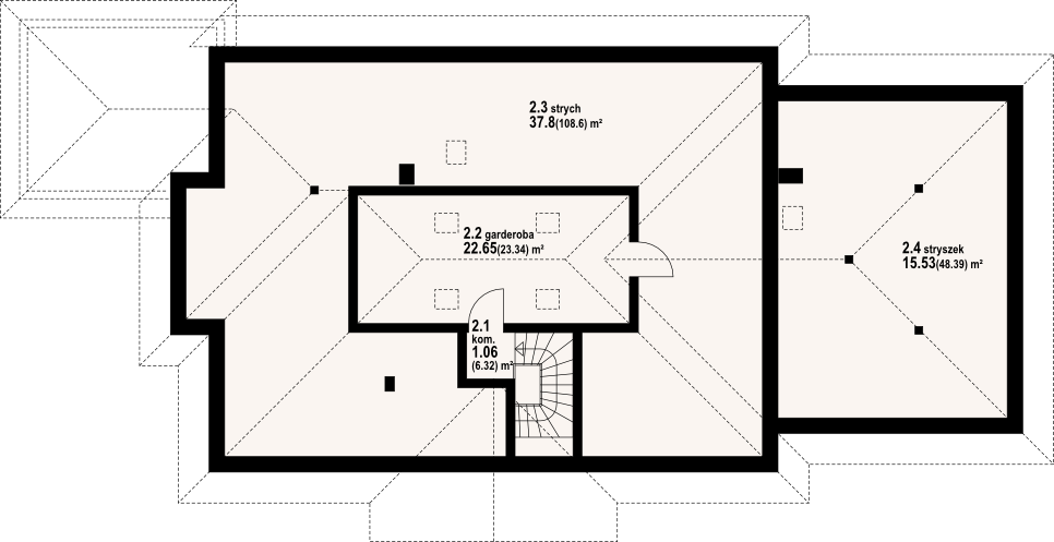 Poddasze projektu Dęborzyce 5m