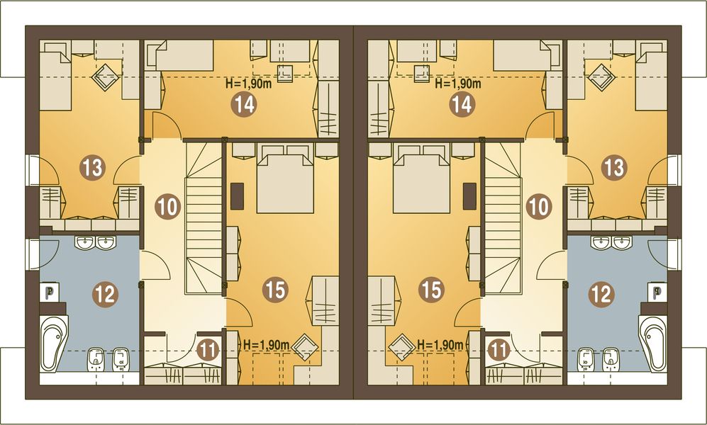 Poddasze projektu Radosna z garażem 1-st. bliźniak [A-BL1]