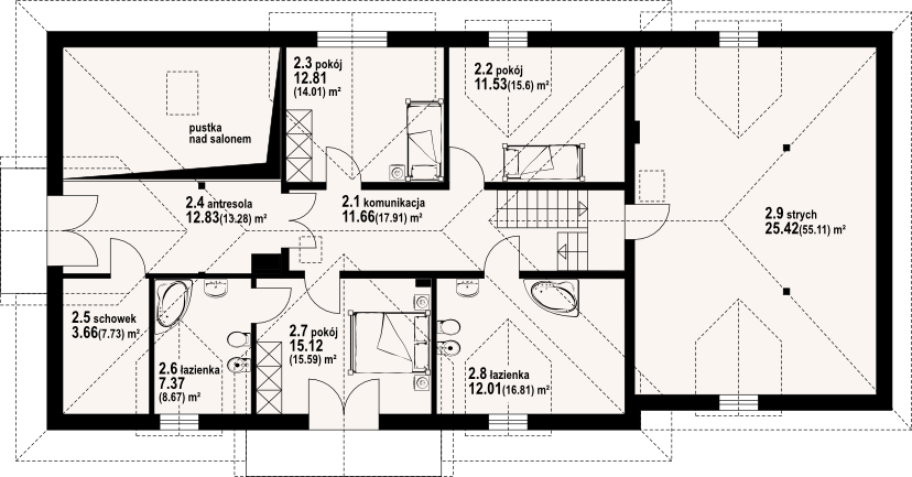 Poddasze projektu Chmielniki średnie 18