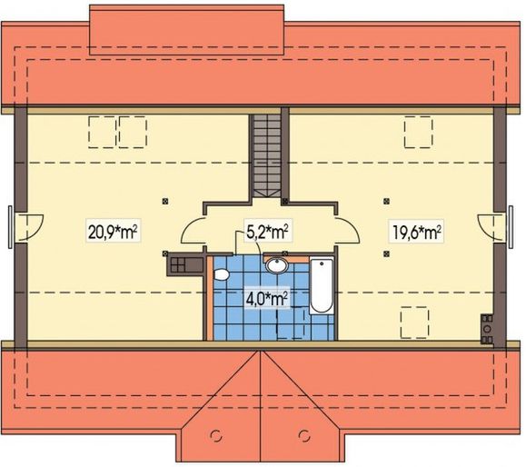 Poddasze projektu Sielanka 30st. A z powiększoną kotłownią, piwnicą, bez garażu