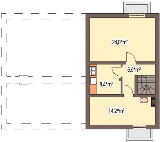 Piwnica projektu Sielanka 30st. A z powiększoną kotłownią, piwnicą, bez garażu