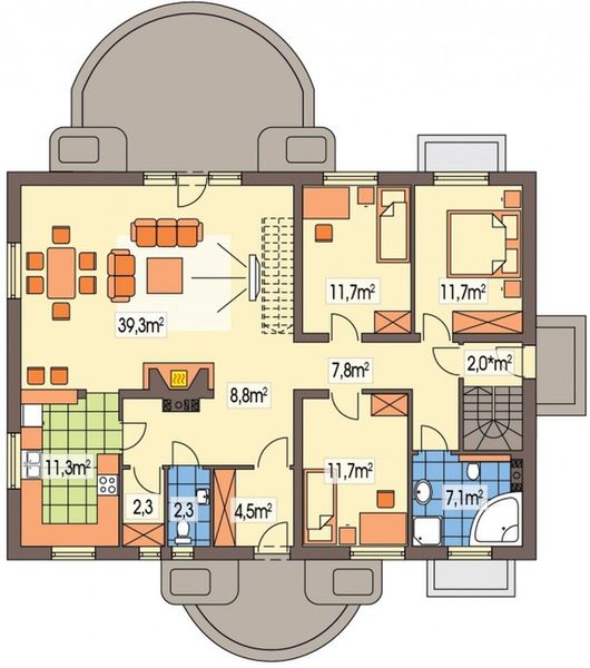 Parter projektu Sielanka 2 35st. A z powiększoną kotłownią, piwnicą, bez garażu