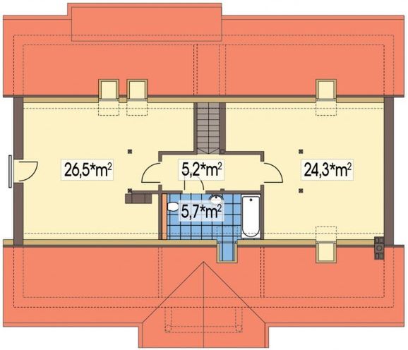 Poddasze projektu Sielanka 2 35st. A z powiększoną kotłownią, piwnicą, bez garażu