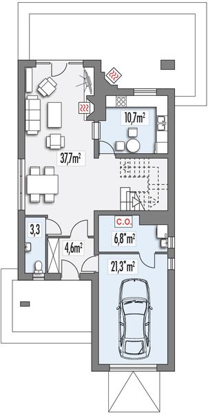 Parter projektu Poziomka B garaż