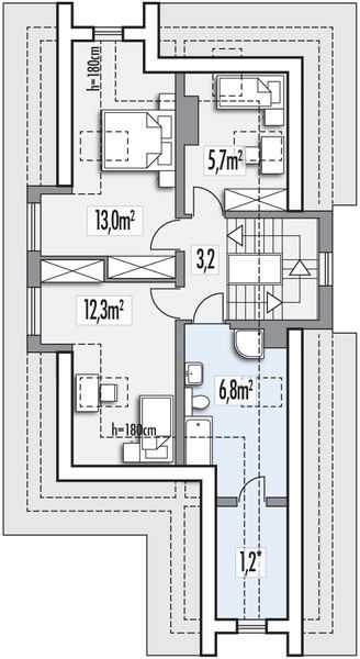 Poddasze projektu Poziomka B garaż