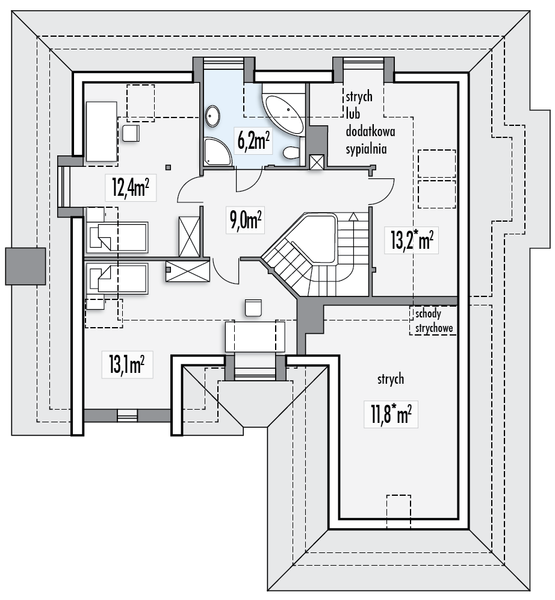 Poddasze projektu Lawenda 2A 2-garaże