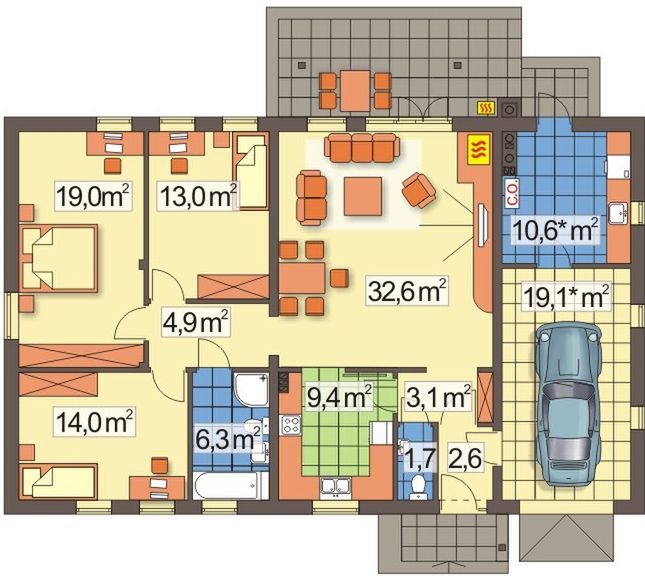 Parter projektu Wojtek 2B garaż