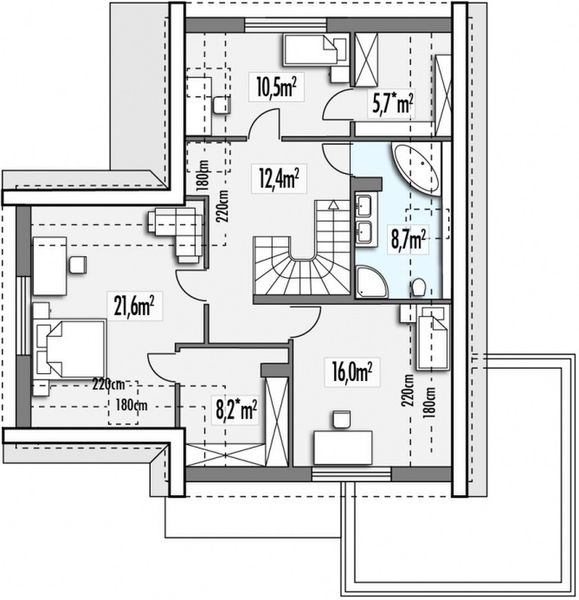 Poddasze projektu Aleksandra Klasyk B 2-garaże