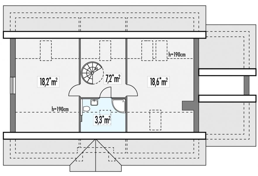 Poddasze projektu Azalia C z pojedynczym garażem