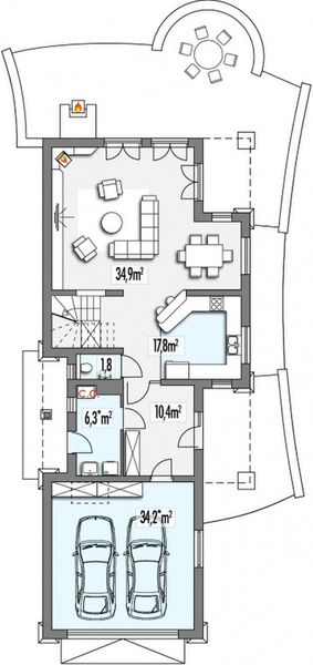 Parter projektu Alicja A 2-garaże