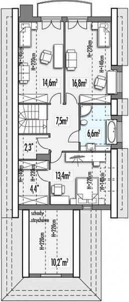 Poddasze projektu Alicja A 2-garaże