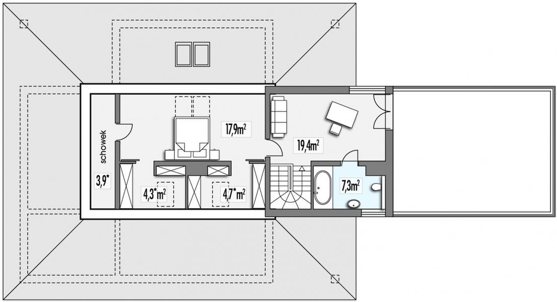 Poddasze projektu Arizona A 2-garaże