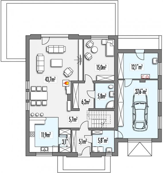 Parter projektu Blanka A garaż