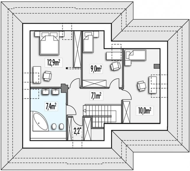 Poddasze projektu Blanka A garaż