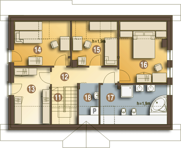 Poddasze projektu Julia III z garażem 1-st. [A]