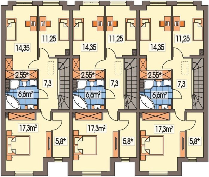 Piętro 1 projektu Konrad zestaw 3 segmentów L+S+P