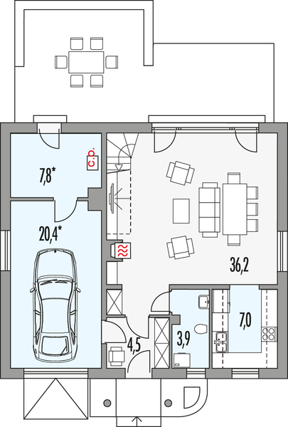 Parter projektu Sonia A garaż