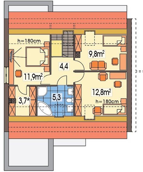 Poddasze projektu Vivien bliźniak segment wersja C paliwo stałe
