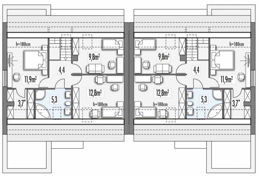 Poddasze projektu VIVIEN bliźniak C