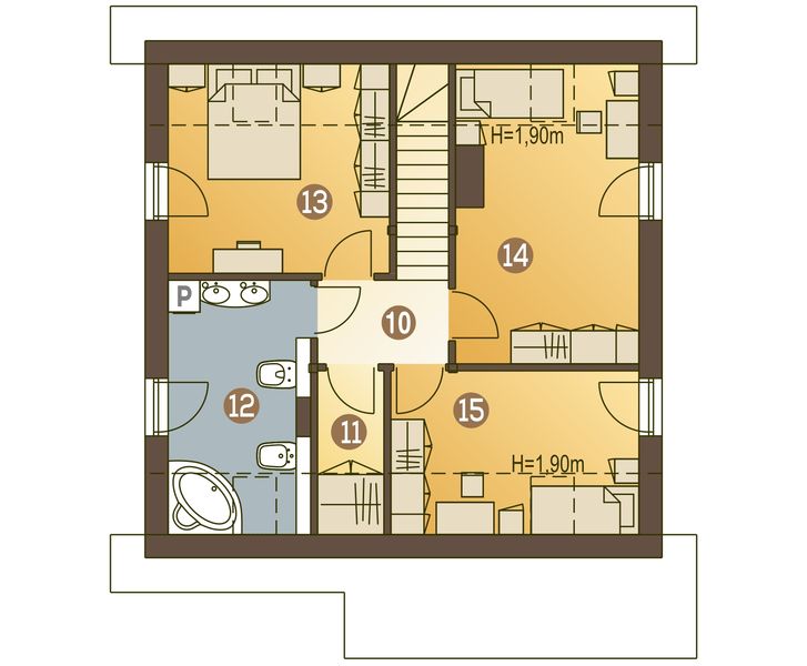 Poddasze projektu Turkawka z garażem 1-st. [A]