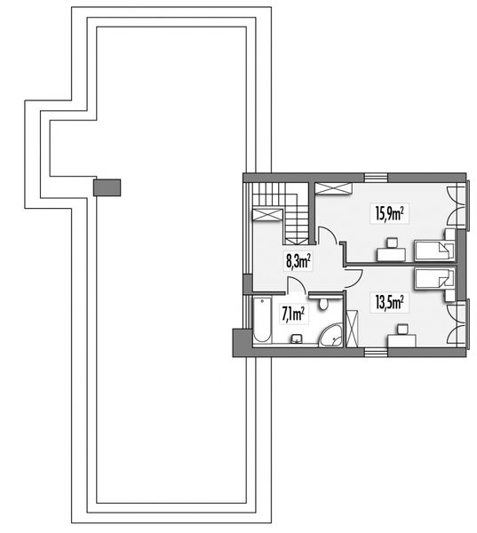 Piętro 1 projektu Mango B 2-garaże