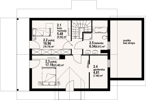 Poddasze projektu Świdnica mała 15 dwsg