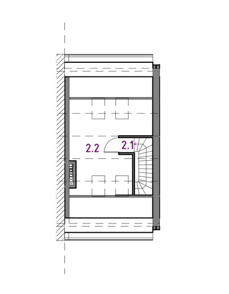 Poddasze projektu JB54 szeregowy segment skrajny prawy