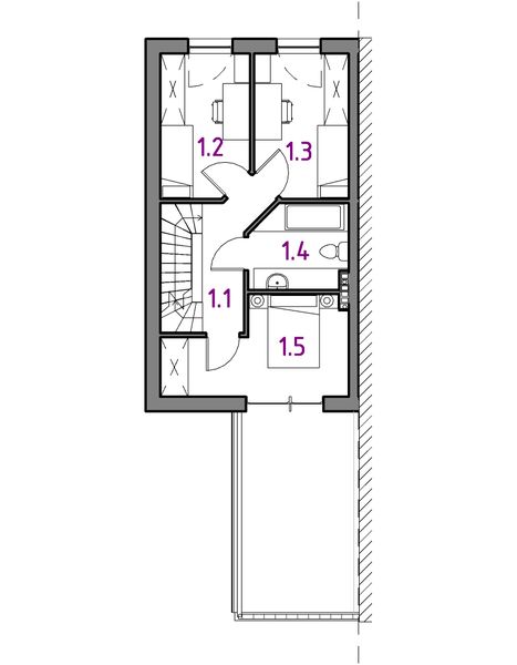 Piętro 1 projektu JB55 bliźniak