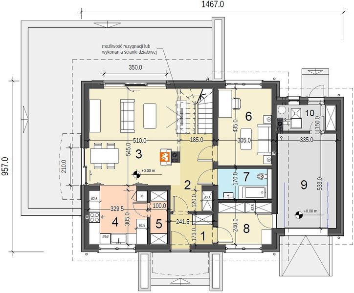Parter projektu Sowa 10 z garażem