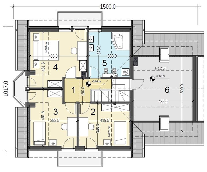 Poddasze projektu Baset 6 z garażem XL