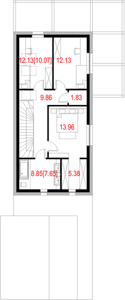 Projekt domu House x12 - rzut poddasza, dom liczy 3 pokoje, 2 łazienki i wc